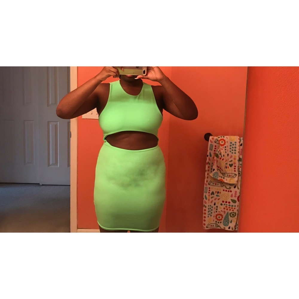 Neon Green Mini Cut Out Dress